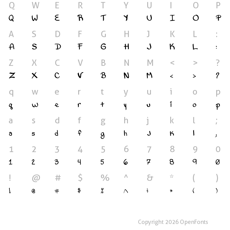 Character Map of Bethany Style Letters Regular