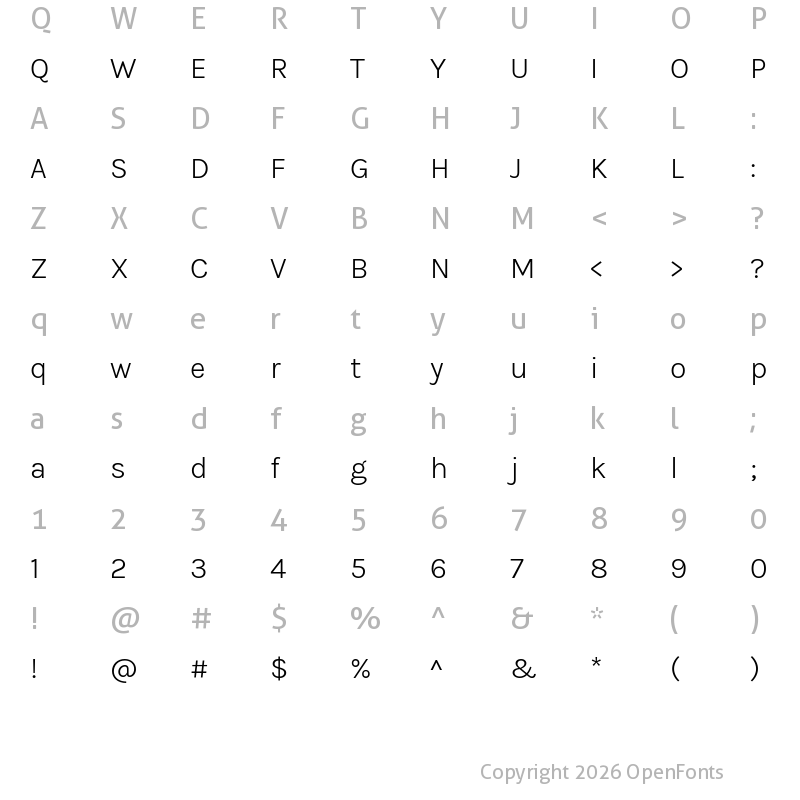 Character Map of Betinya Sans Light