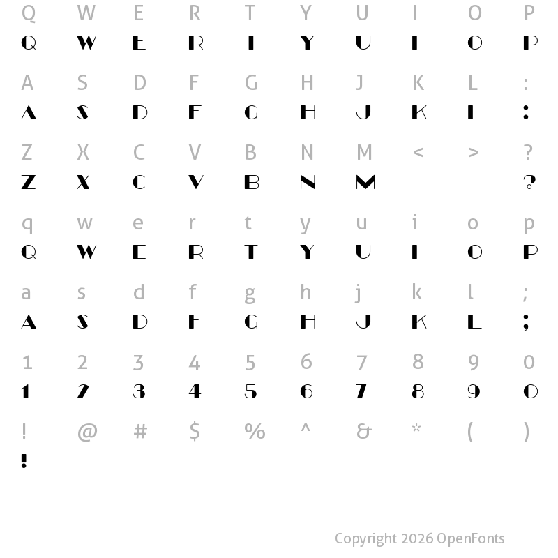 Character Map of Better Book Regular