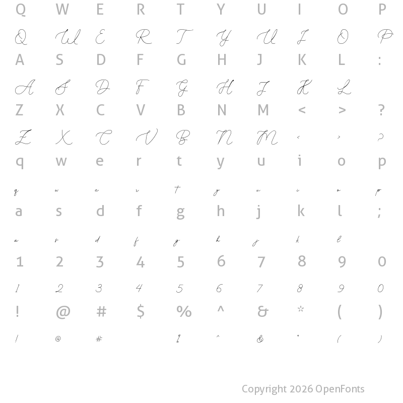 Character Map of Better Days Signature Regular