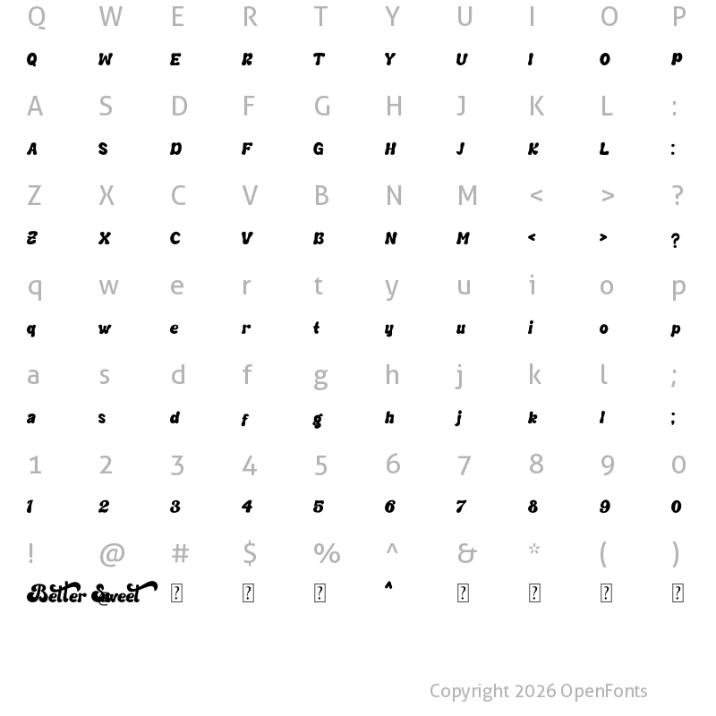 Character Map of BETTER SWEET DEMO Regular