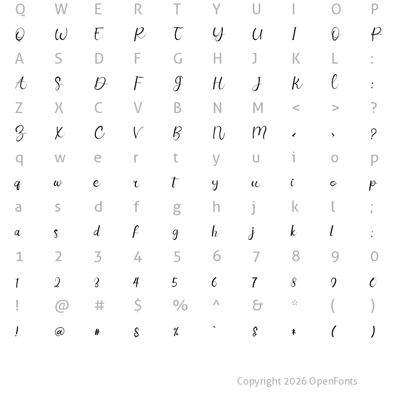 Character Map of Better Winter Regular