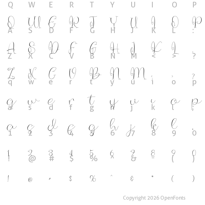 Character Map of Bettiya Regular