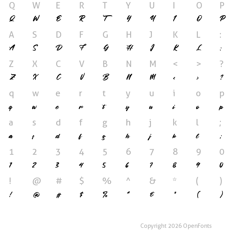 Character Map of Betty Finty Regular