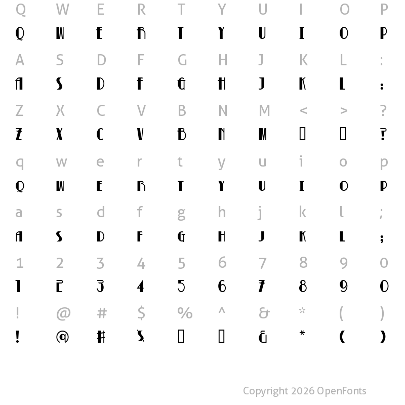 Character Map of Betty Noir Regular