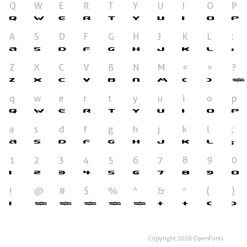 Character Map of Beware Regular