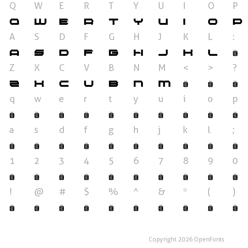 Character Map of BEXAGO Demo