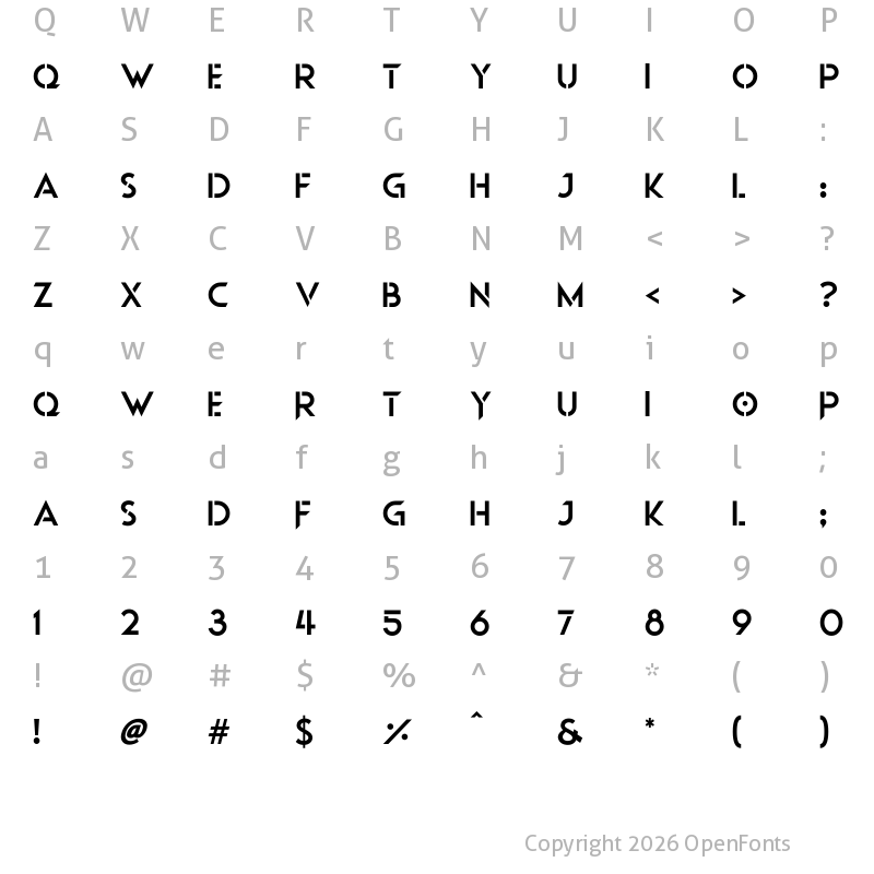 Character Map of Beyond Mars Regular