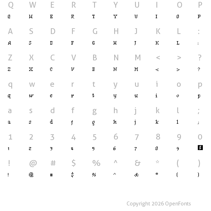 Character Map of BF Mnemonika Regular Regular