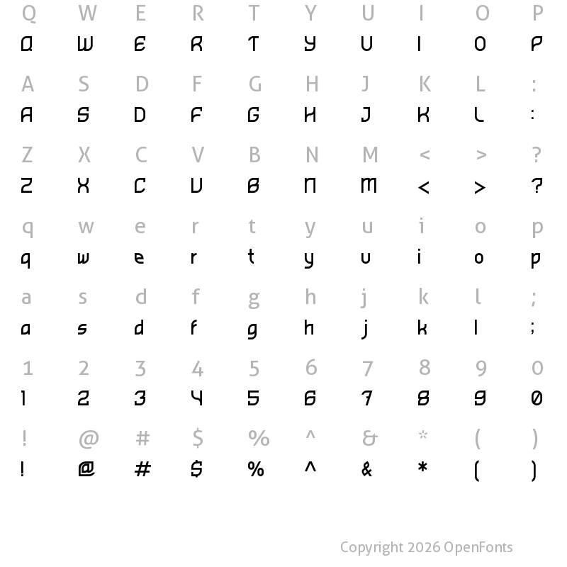 Character Map of Bhofila Regular
