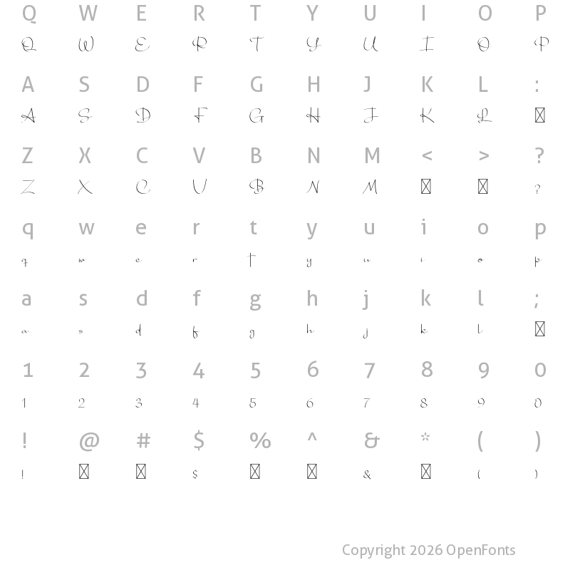 Character Map of Bhotten Regular