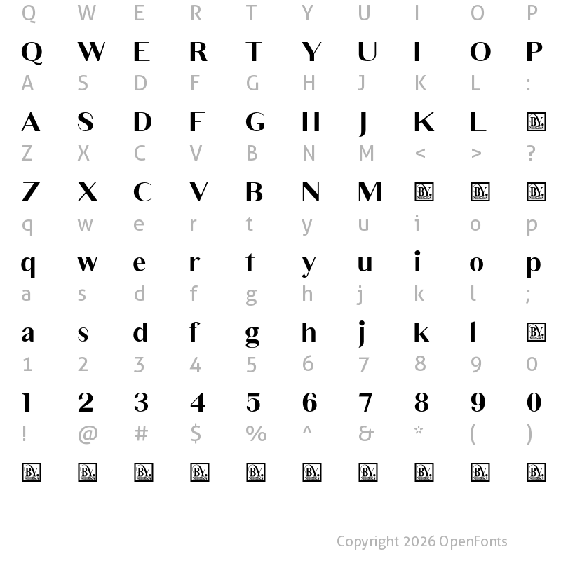 Character Map of Bia Demo Sans High