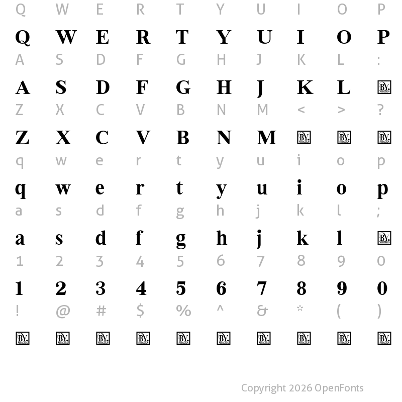 Character Map of Bia Demo Serif Low