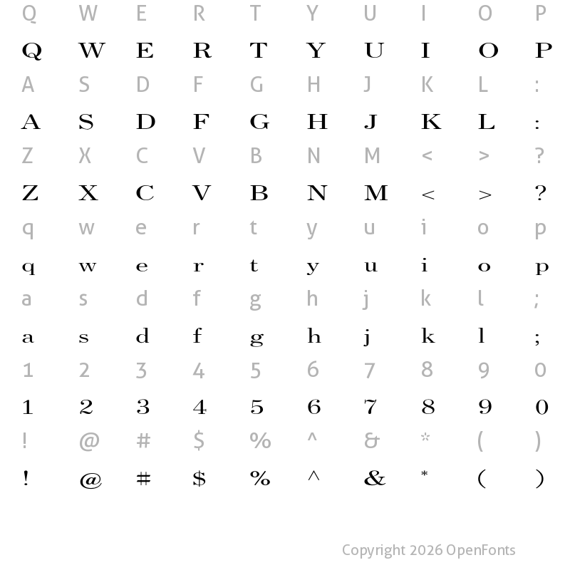 Character Map of Biblismive Regular