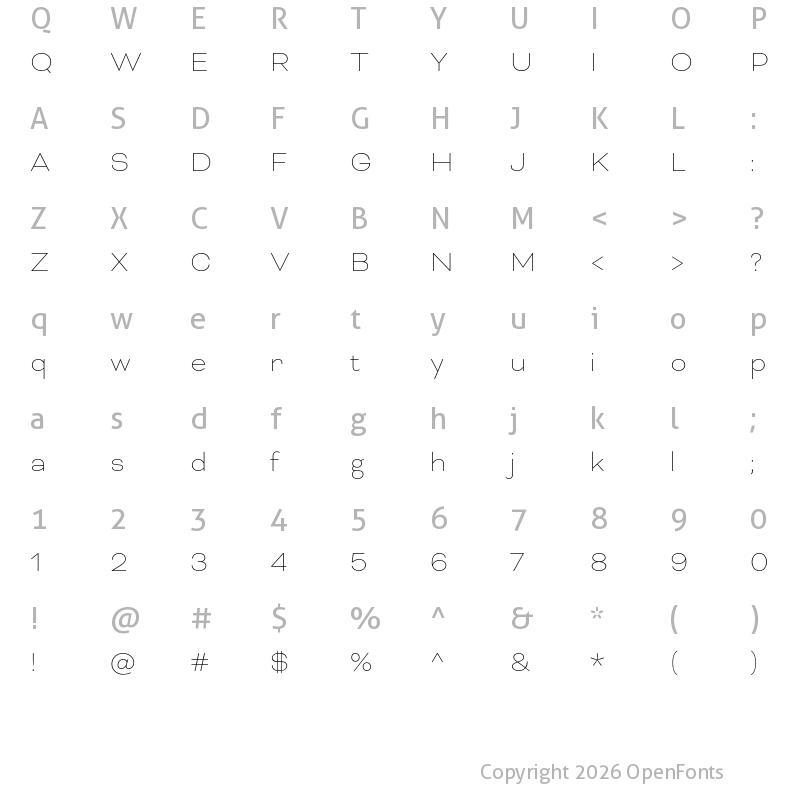 Character Map of Bicyclette Thin