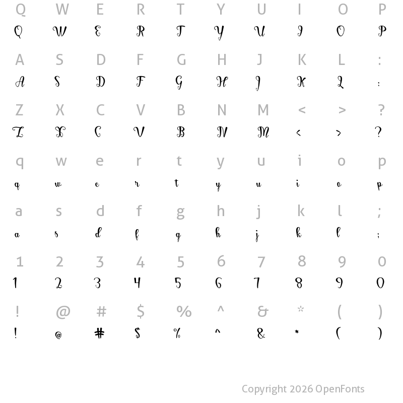 Character Map of Biderson Regular