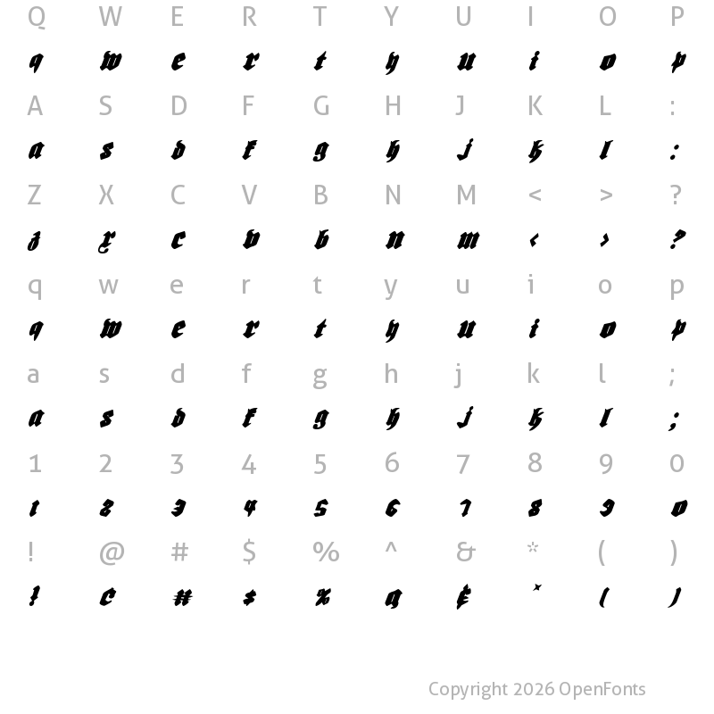 Character Map of Bierg?rten Italic Italic