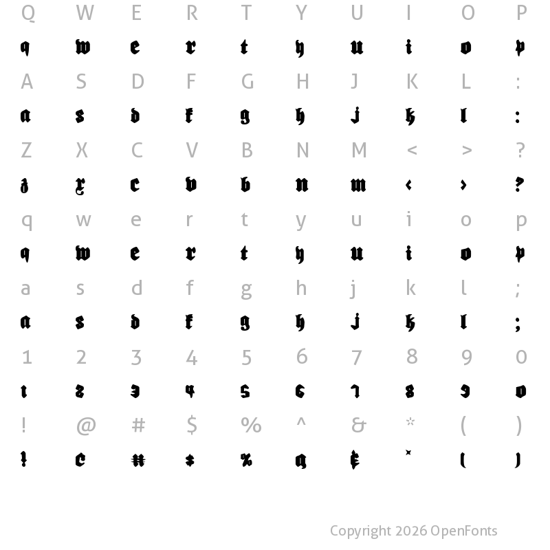 Character Map of Bierg?rten Regular
