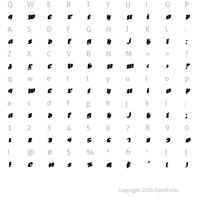 Character Map of Bierg?rten Rotalic Expanded Rotalic Expanded