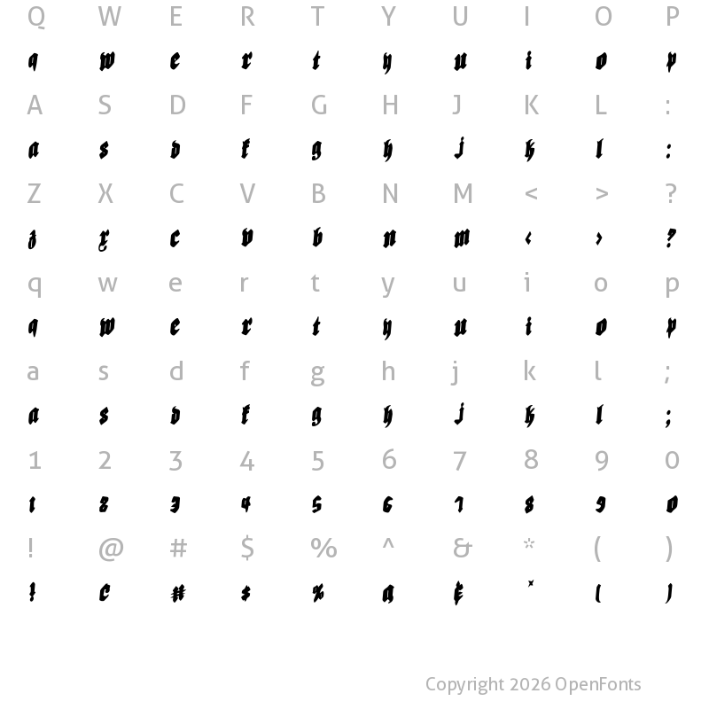 Character Map of Bierg?rten Rotalic Rotalic Condensed