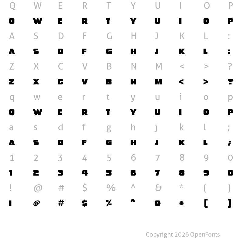 Character Map of Big 500 Regular
