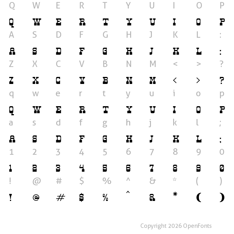 Character Map of BIG BANG Regular