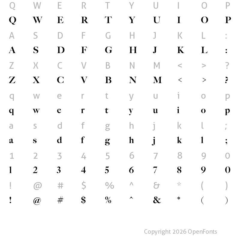 Character Map of Big Caslon CC Black