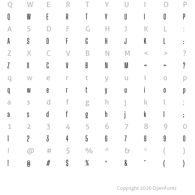 Character Map of Big Shoulders Display Regular