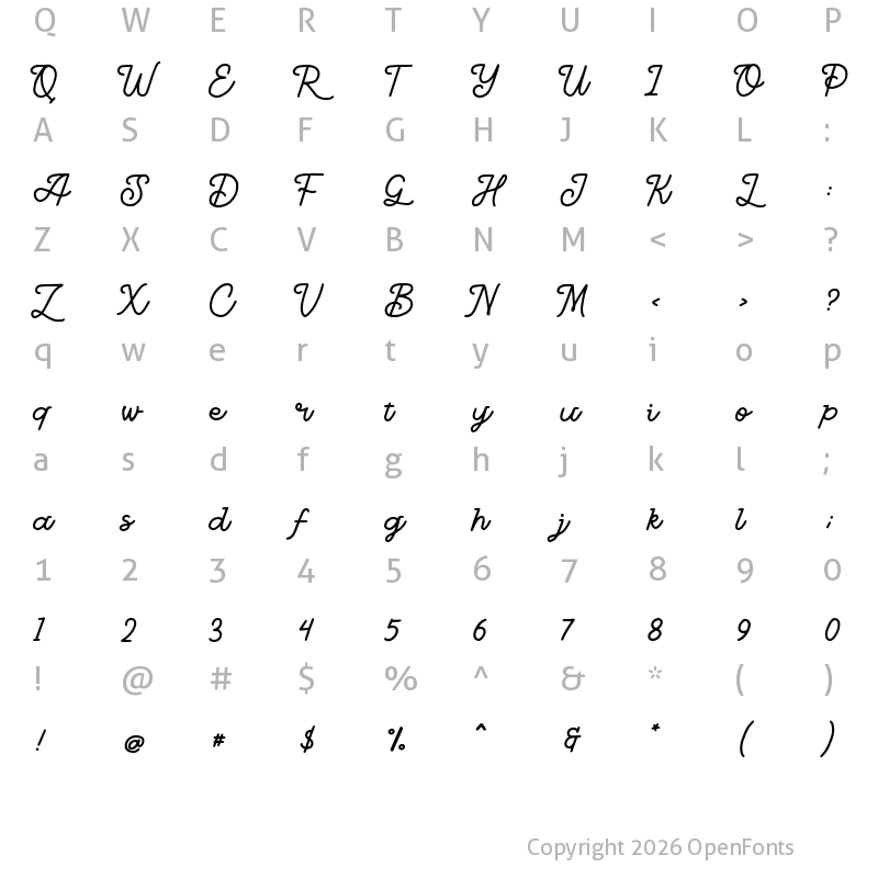 Character Map of Big Tales Regular