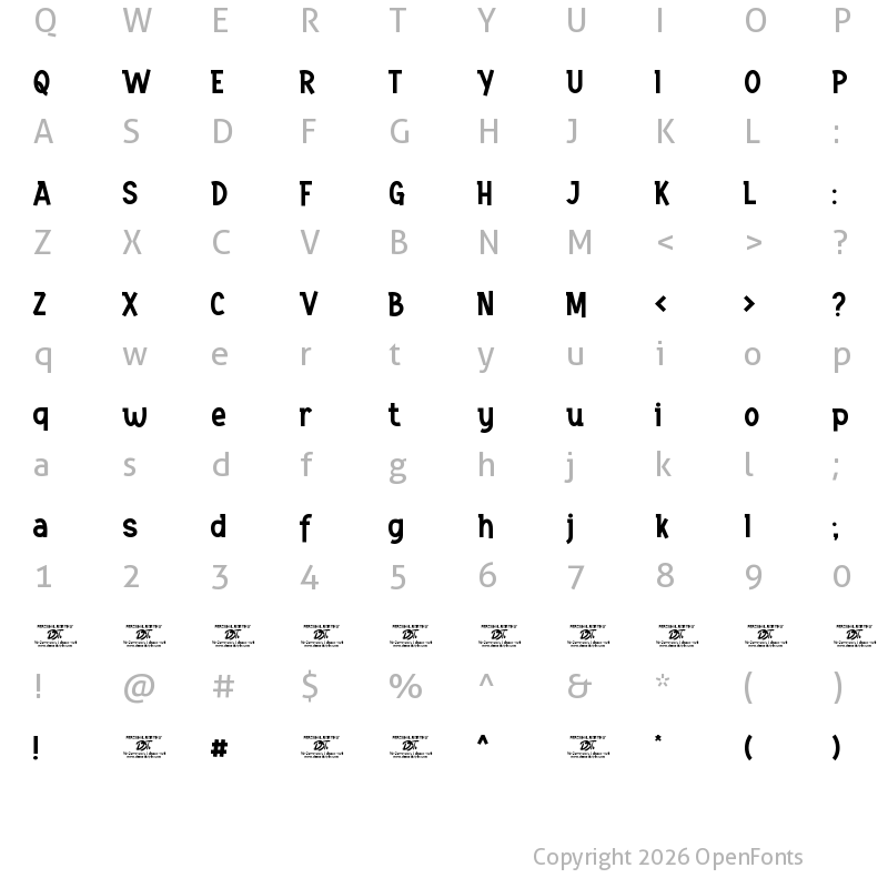 Character Map of Bigcake Regular