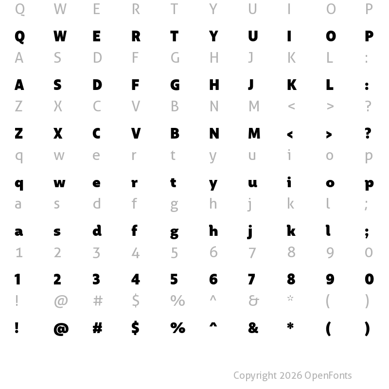 Character Map of BigCity Grotesque Pro Heavy