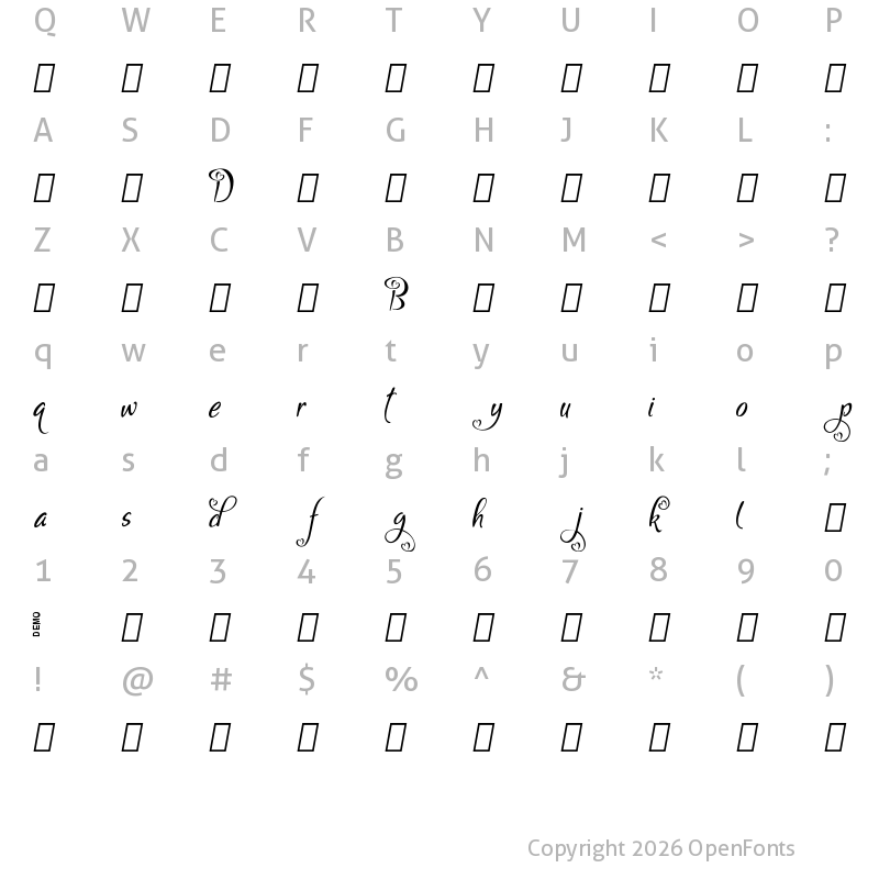 Character Map of Bigdey Demo