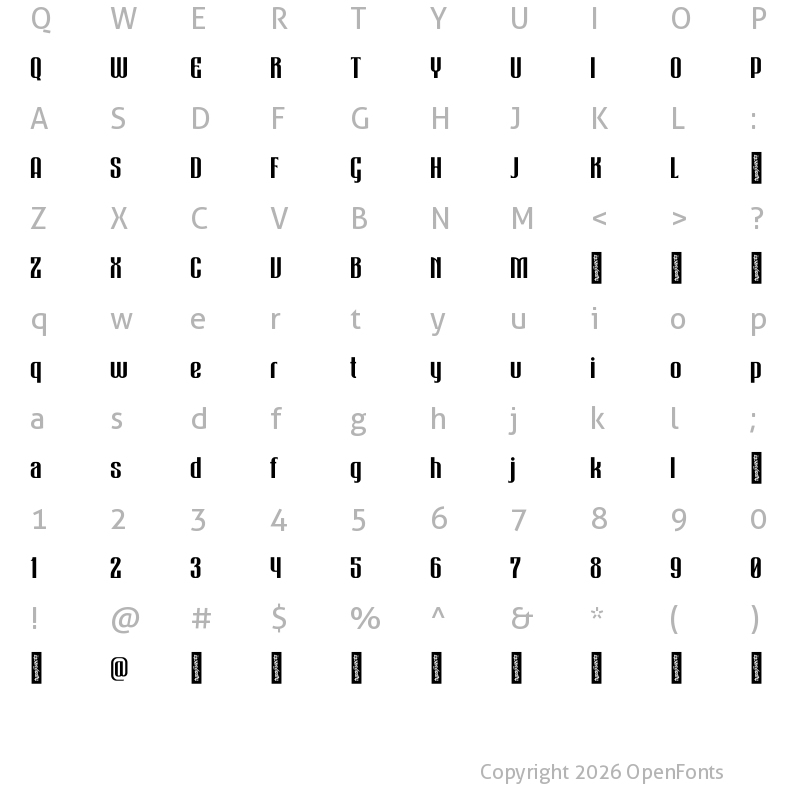 Character Map of Bigiebang Regular