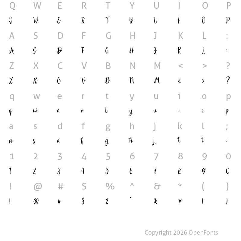 Character Map of Biglove - Personal Use Regular
