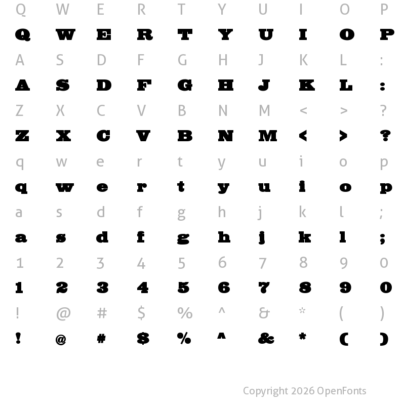 Character Map of BigMummy Regular