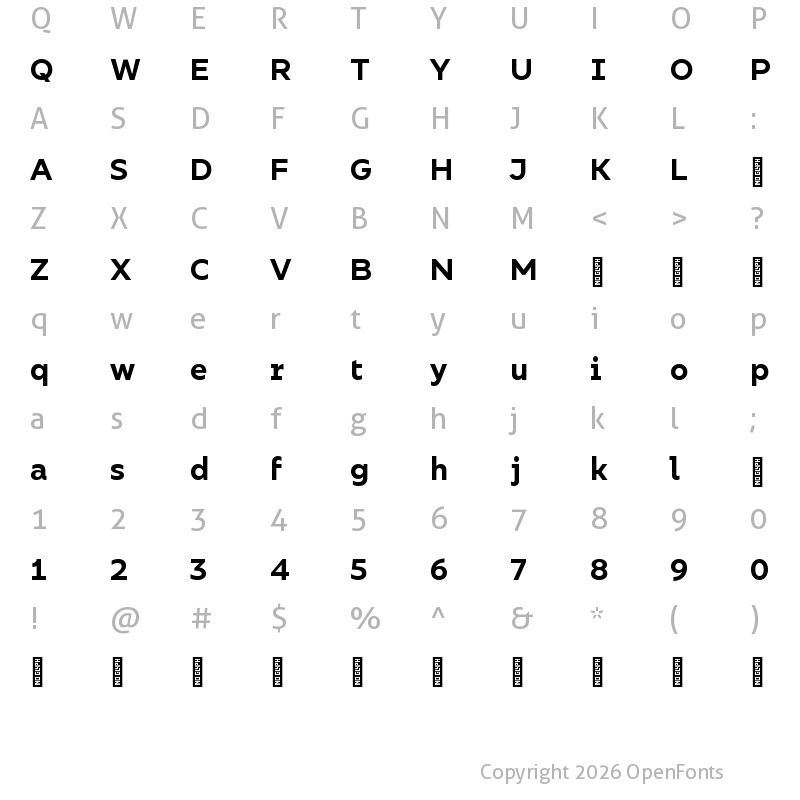 Character Map of Bilbao Test Bold