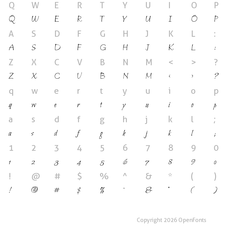 Character Map of Bilbo Regular