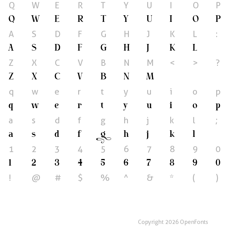 Character Map of Bilgosia Serif
