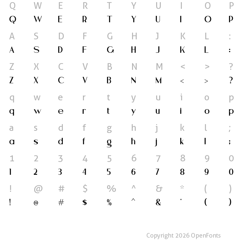 Character Map of Biliner Meclan Demo Regular