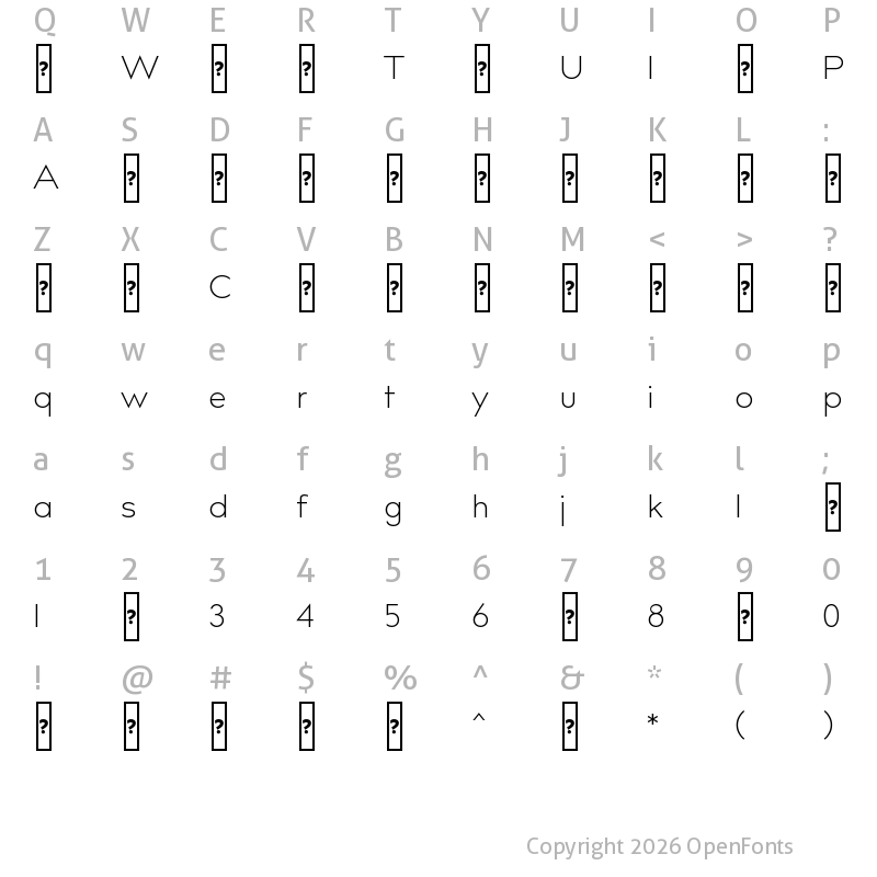 Character Map of billcorpmed-light ?