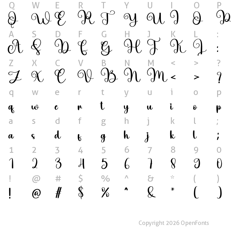 Character Map of Billi Regular