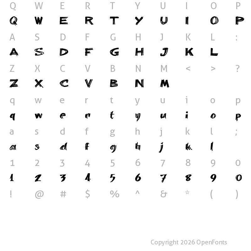 Character Map of billieBarred 06 Regular