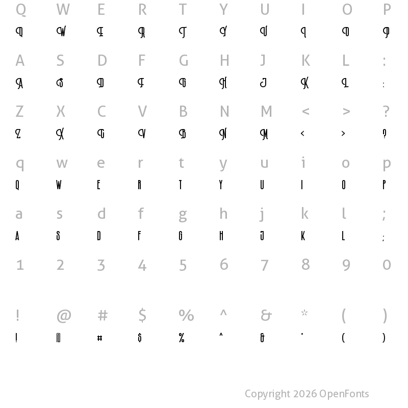 Character Map of Billrocks DEMO Regular