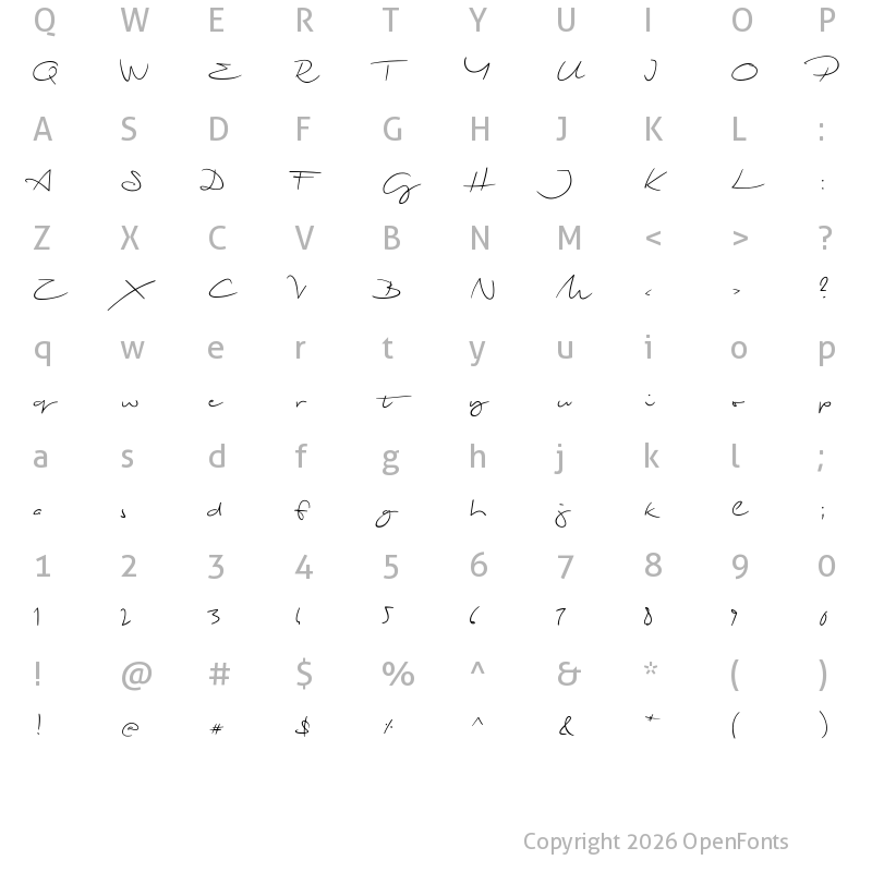 Character Map of Biloxi Script Regular
