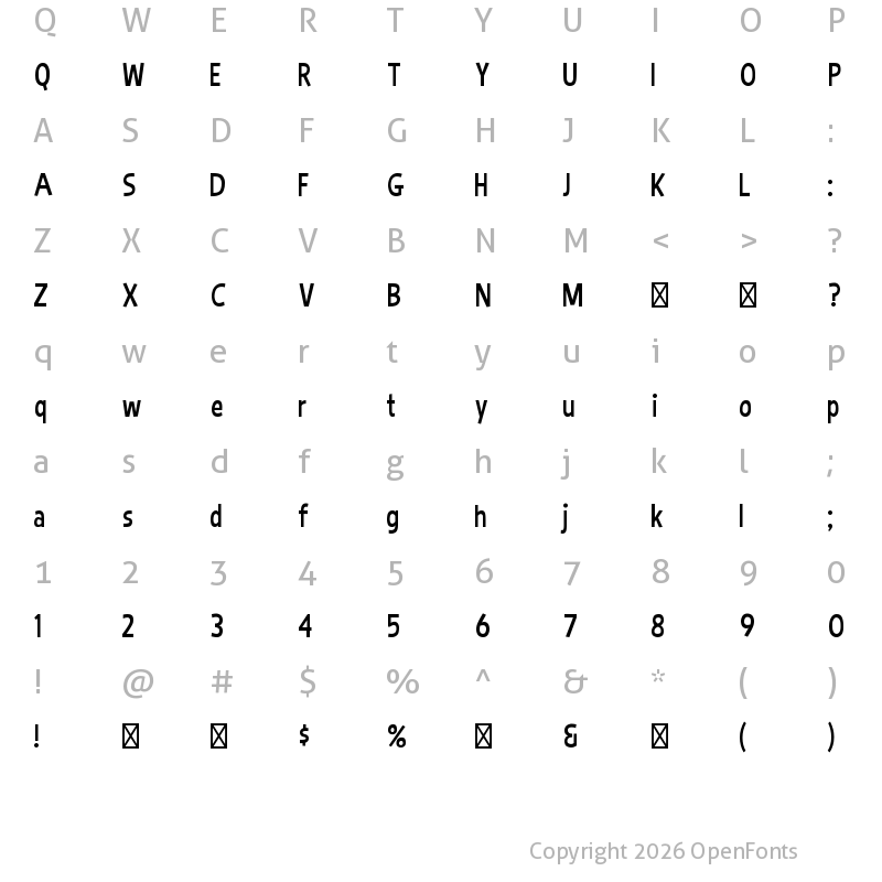Character Map of Bimbo JVE Regular