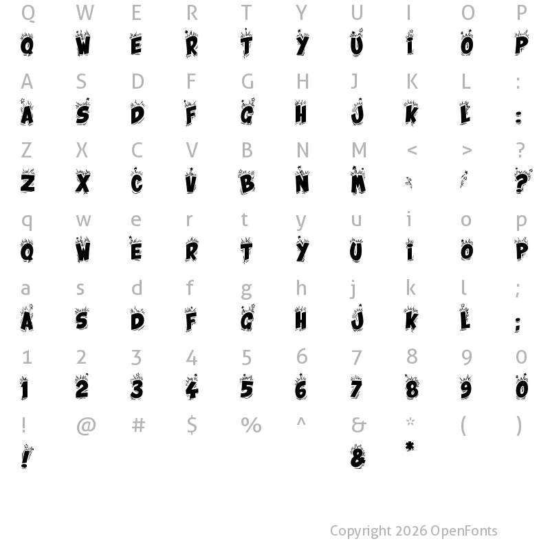 Character Map of Bing Bam Boum Regular