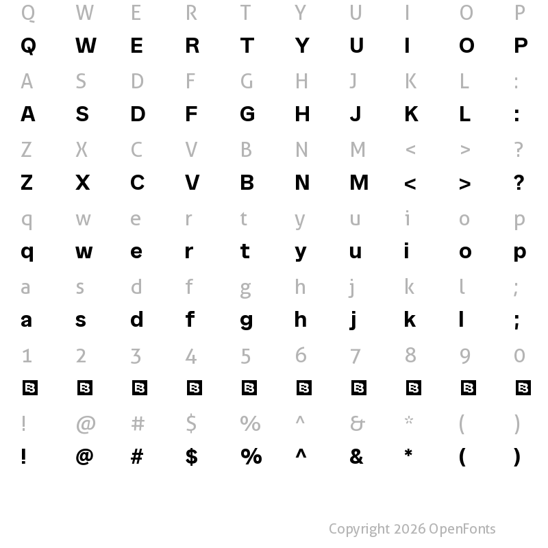 Character Map of Binoma Trial Bold