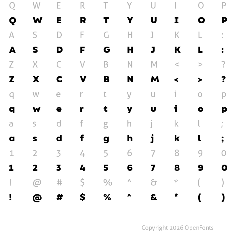 Character Map of Bion Bold