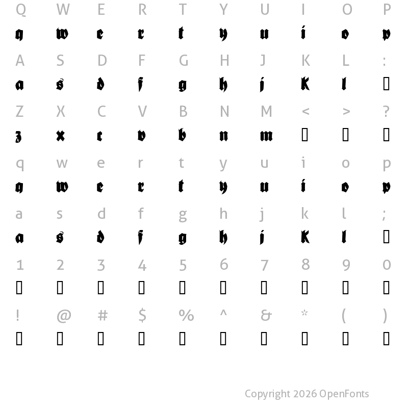 Character Map of Bionique Regular