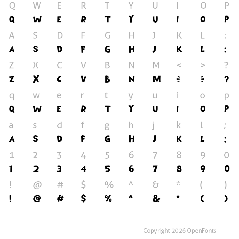 Character Map of Birdgo Regular